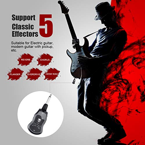 Guitar Headphone Amp - Kithouse Electric Bass Guitar Amplifier Headphones Rechargeable - Mini Portable Travel Pocket Guitar Amp With REV/CHOR/FLAG/OVDR/WAH 5 Guitar Effects, B6