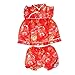 BUENOS NINOS Girls Short Sleeve Cheongsam Baby Qipao Patterned Cloth Set Red Peony M