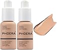 2Pack PHOERA Foundation ,Full Coverage Foundation, Concealer Foundation Full Coverage Flawless New 30ml PHOERA 24HR Matte Oil Control Concealer (103 Warm peach)