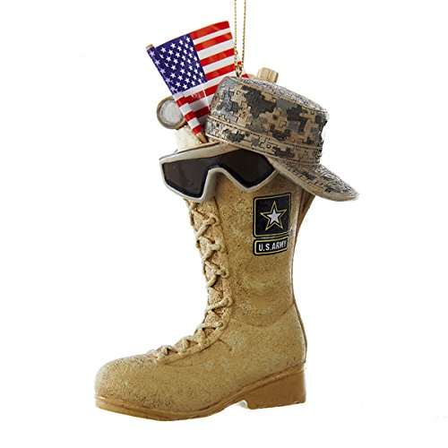 Kurt Adler U.S. Army Boot with U.S.A Flag and Icons Christmas Ornament