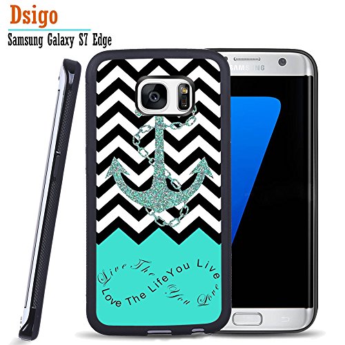 Galaxy S7 Edge Case, Samsung S7 Edge Black Case, Dsigo TPU Black Full Cover Protective Case for New Samsung Galaxy S7 Edge - Retro Aztec anchor