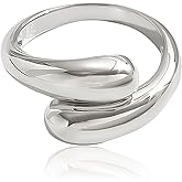 HONGZUAN 14K Gold Plated Bypass Ring Open Adjustable Ring for Women Dainty Stackable Rings for Women