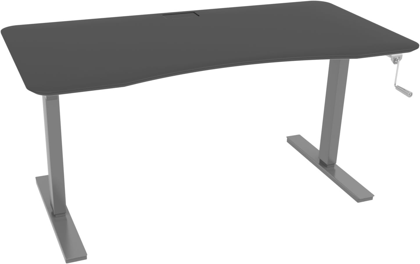 Ergo Elements Manual Height Adjustable Stand Up Desk with 60" Top, Crank System Ergonomic Standing 2 Leg Workstation, Grey with Black Top