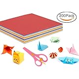 U-star Origami Paper 200 Sheets 10 Colors Premium Quality 6 Inch By 6 Inch For Arts And Crafts Projects-Same Color Both Sides