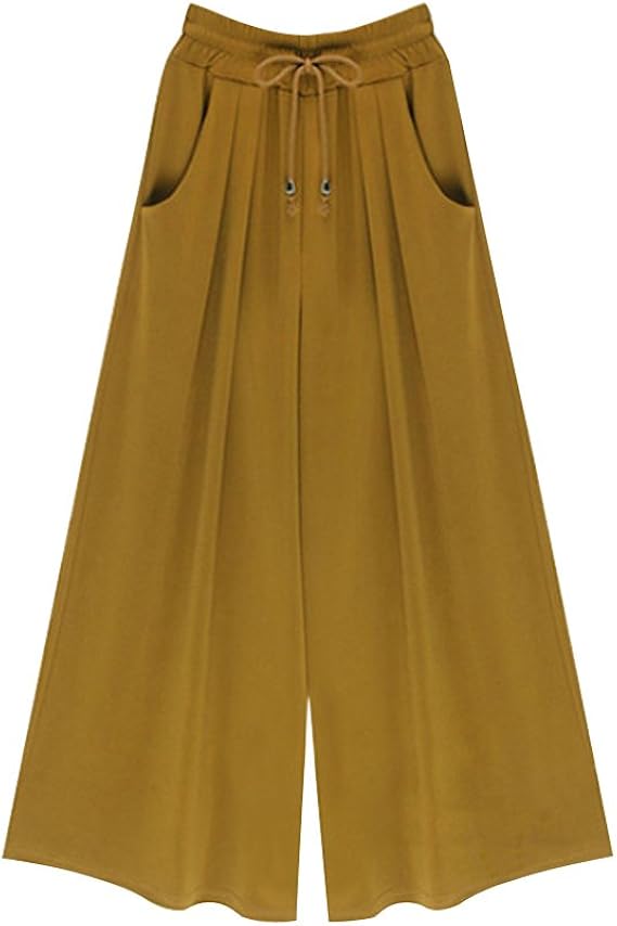 Amazon レディース ズボン ふんわり シフォン カジュアルパンツ ワイドパンツ ガウチョパンツ キュロット スカンツ 七分丈 九分丈 カプリ クロップトパンツ 通販