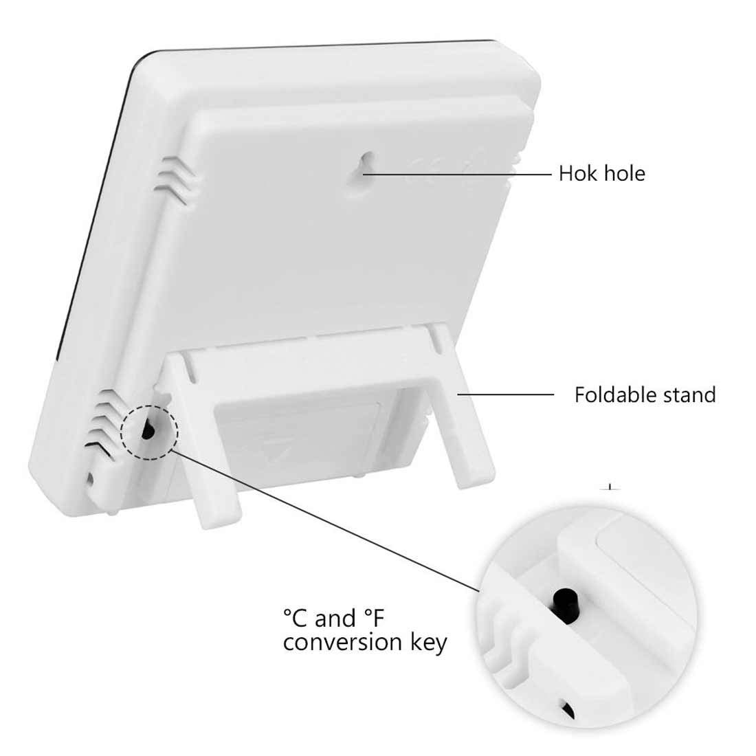 Termómetro Higrómetro Digital,Digital Medidor Termómetro,LCD Pantalla Medidor Temperatura,con Reloj de Alarma para el Familia Oficina Termómetro para Interior
