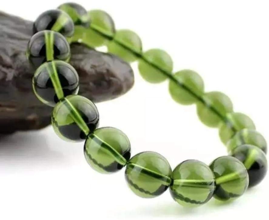 Miminuo Gemstone Bracelets Green, A++ Natural Moldavite green aerolites crystal stone Bracelet energy apotropaic 22g-36g/ lot Unique Bracelet-8-9mm