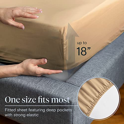 6 PC Queen Sheet Set, Bamboo Sheets Queen Size, Deep Pockets 18" Eco Friendly Wrinkle