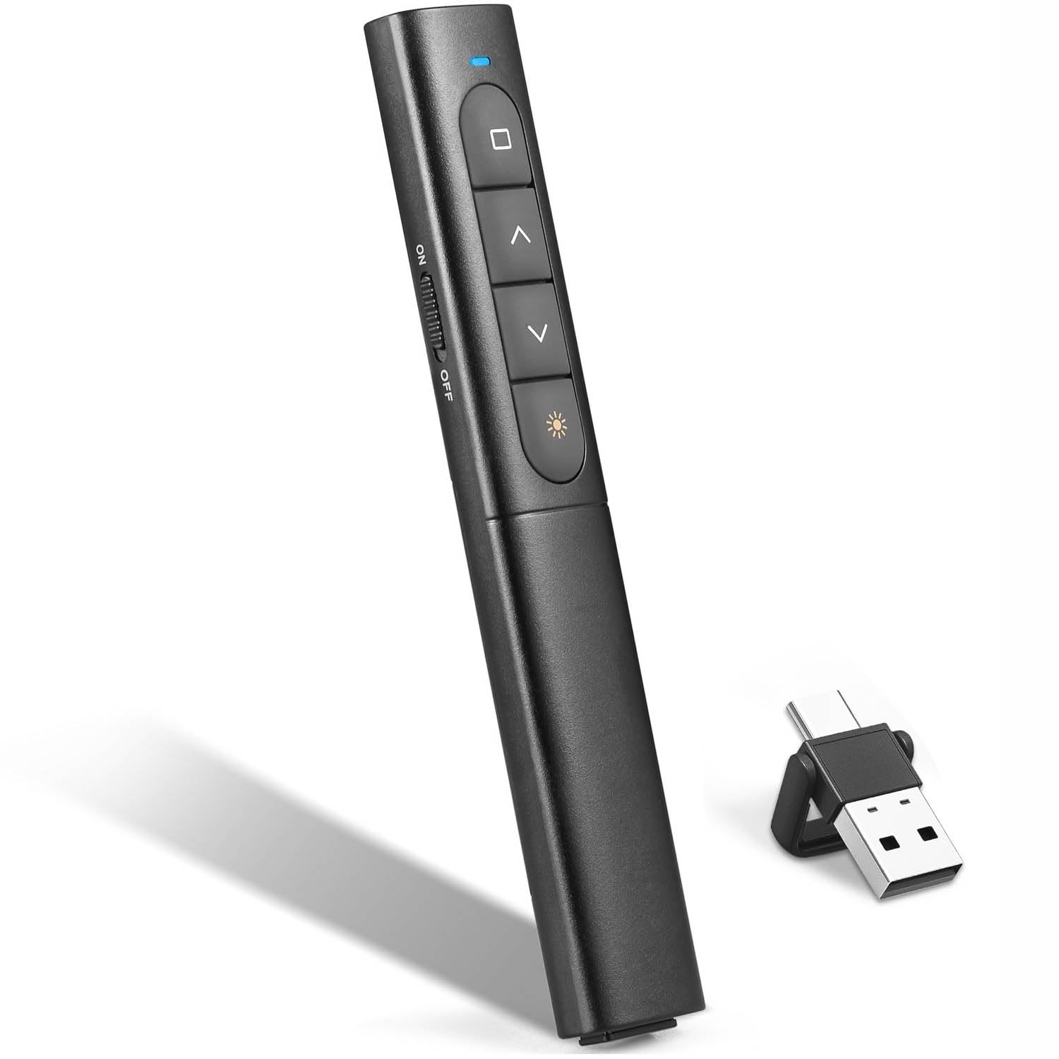 USB/Type-C 2 in 1 Presentation Clicker for Powerpoint, Hyperlink Volume Control Wireless Presenter Remote Presentation Pointer Slide Advancer PPT Clicker for Mac iPad Computer Laptop