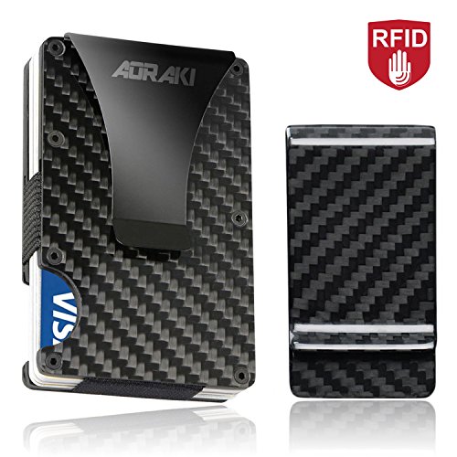 Carbon Fiber Wallet - Minimalist Wallet and Money Clip, Front Pocket RFID Slim Wallets for Men, Credit Card Holder, Perfect Alternative for the Ridge [Maintenance Kit Included]