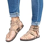 Womens Flat Sandals Ankle Strap Buckle Flip Flop Gladiator Thong Summer Shoes