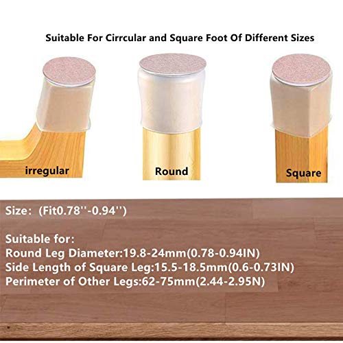 Clear 0.78"0.94" Small Silicone Chair Leg Covers Protectors for