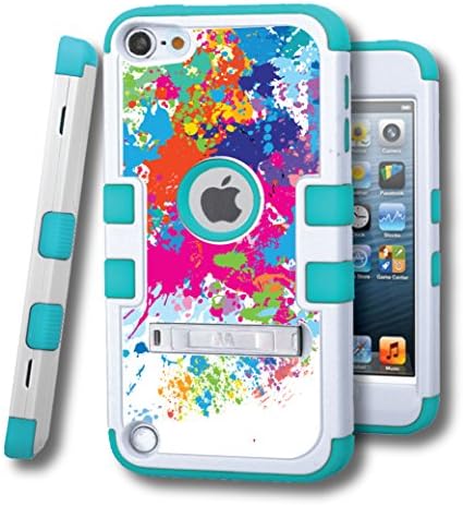 iPod touch 5 Case, CASECREATOR[TM] For Apple iPod touch 5 5G 5th GEN () -- TUFF Hybrid Rubber Hard Snap-on Case Natural Cream W/Tropical Teal-Colorful Paint