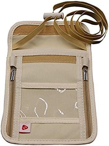 ZERVIOE Neck Wallet-Passport Holder-Travel Wallet with RFID Blocking for Security (Beige)