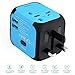 Travel Adapter, Universal Travel Adapters All-in-one Worldwide Chargers for US UK AU EU with Dual USB Charging Ports Universal AC Socket - Safety Fused(blue)