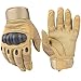 Tactical Army Military Rubber Hard Knuckle Outdoor Full Finger Gloves for Men Fit for Cycling Motorcycle Hiking Camping Powersports Airsoft Paintball (Tan, Medium)