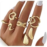 Stringex Chunky Dome Knuckle Rings Set for Women Statement Stackable Open Finger Rings Adjustable Thick Liquid Heart Thumb Ring Jewelry Accessories