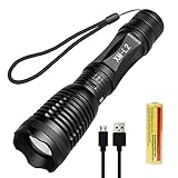 iVict LED Tactical USB Rechargable Flashlight,Super