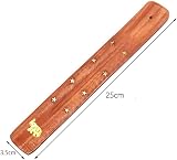 TICHI 2x Handmade Wooden Incense Holders with Brass Inlay 10x1.5 Inch view 2