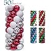 TERESA'S COLLECTIONS 50ct 60mm Traditional Red and White Shatterproof Christmas Ball Ornaments Decoration,Themed with Tree Skirt(Not Included)