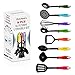 ZkitchenCo 9-Piece Kitchen Utensils Home Cooking Tools, Multi-Colored Gadgets Gift Set - Spoon, Slotted Spoon, Masher, Skimmer, Whisk, ladle, Pasta Spoon, Slotted Turner with Rotatable Stand