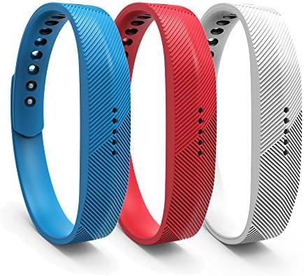 Fitbit Flex 2 Bands, Coolselle Silicon Adjustable Sports Classic Fitness Accessories Replacement Band for Fitbit Flex 2 (Sky Blue&amp;Red&amp;White, Large)