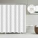 Riyidecor Chevron Shower Curtain Geometric Herringbone 72Wx96H Inch Striped Extra Long Simple Modern Classy Neutral Contemporary 12 Pack Metal Hooks Decor Fabric Bathroom Set Polyester Waterproof