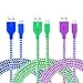 Micro USB Cable, Eversame 3-Pack 3Ft 1M Premium Nylon Braided Hi-Speed USB2.0 A Male to Micro B Sync Charger Cables For Android, Samsung Galaxy S4/S6/Note4, HTC One M9, and more (Blue Green Purple)