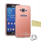 Galaxy Grand Prime Detachable(2-IN-1) Case, Ebest Luxury Electroplate Mirror Acrylic PC Back Cover Case Ultra Slim Aluminum Metal Bumper Frame for Samsung Galaxy Grand Prime, Rose Gold with Mirror