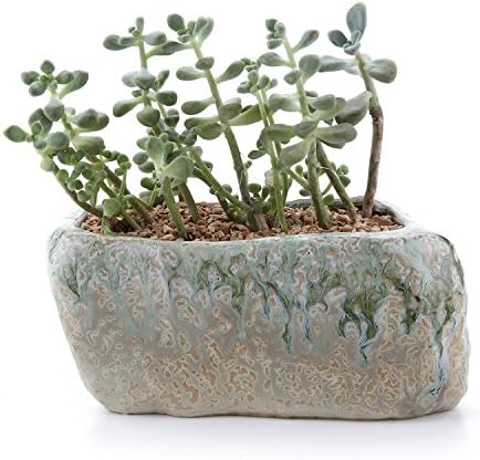 T4U 5.25"Distinctive Stone Shape Sucuulent Cactus Plant Pots Flower Pots Planters Containers Window Boxes With Small Hole