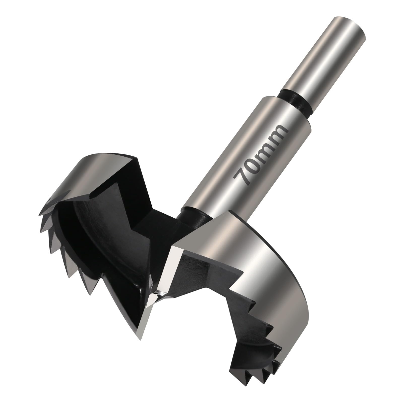 Vearter 70mm Forstner Drill Bit, High Carbon Steel Multi-Tooth Woodworking Tools Forstner Bits with Round Shank, Hinge Drill Bit for Solid Wood, MDF, Plastic, Particleboard, Plywood