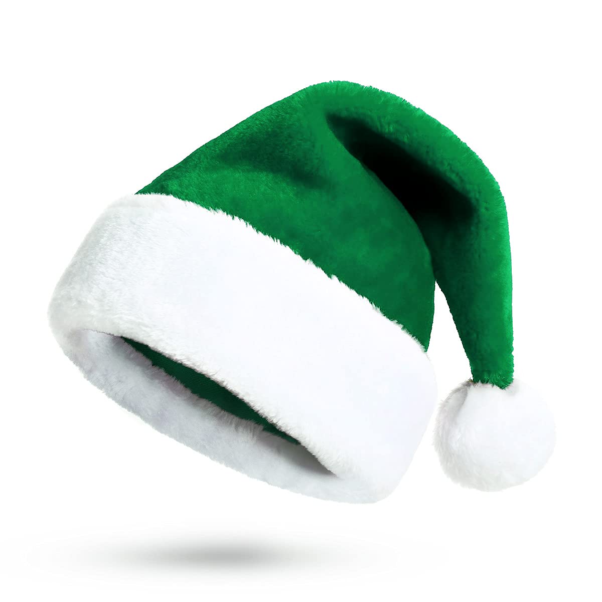 KONVINIT Green Santa Hat - Plush Christmas Hat for Adults & Elves — image 1