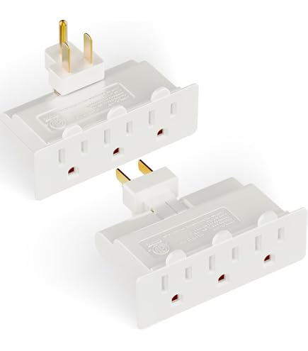 thumbnail image 2 of POWTECH 3-Outlet Swivel Wall Tap – Grounded, 125V – 2-Pack, White – Electrical Power Adapter 2 of 4