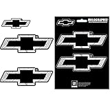 Chevy Chevrolet Bow Tie Logo Silver Treadplate Pattern Auto Car Truck SUV Vehicle Garage Home Office Wall Decal Sticker - 3pc Holographix