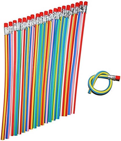 FOONEA Colorful Magic Bendy Flexible Soft Pencil with Eraser for Children Kids Writing Gift, package of 20