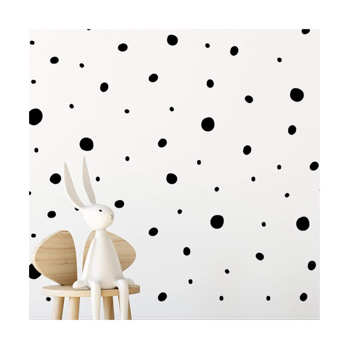 StickerDeen | Hand Drawn Blobs & Dots Dalmatian Irregular Shape Home Nursery Decoration Polka Dot Removable Wall Art Vinyl Decal Stickers | (Pack of 152) (Black)