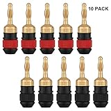 WGGE WG-008 24K Gold Safety Connector Banana Plugs (5 Pairs (10 Plugs))