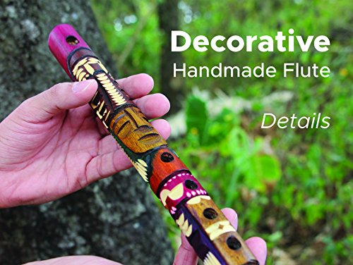 image for Throwback Traits Bamboo Wood Flute Instrument and Recorder, Handmade. 