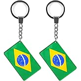 QQSD Brazil Flag Keychain Brazilian Key Ring, 2 Pack
