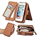GD Iphone 6plus Wallet Case ,Handbag Wallet Case Purse Premium Leather Zipper Purse Make up Mirror Detachable Removable Magnetic Case with Flip Card Holder Cover Pocket for Iphone6 Plus. (BRG Brown)