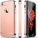 iPhone 5S Case, iPhone 5 Case, iPhone SE Case, COOLQO 3in1 Ultra-Thin Hard Matte Finish Plastic [Tempered Glass Screen Protector] Shockproof Electroplate Cover Skin for Apple iPhone 5S_Rose Gold