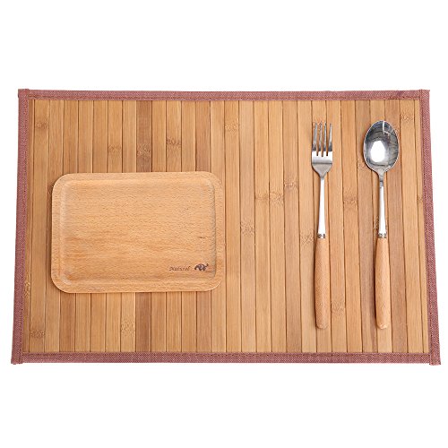 Natural Bamboo Placemat 4Set Stain Heat Resistant Table Dine Mats
