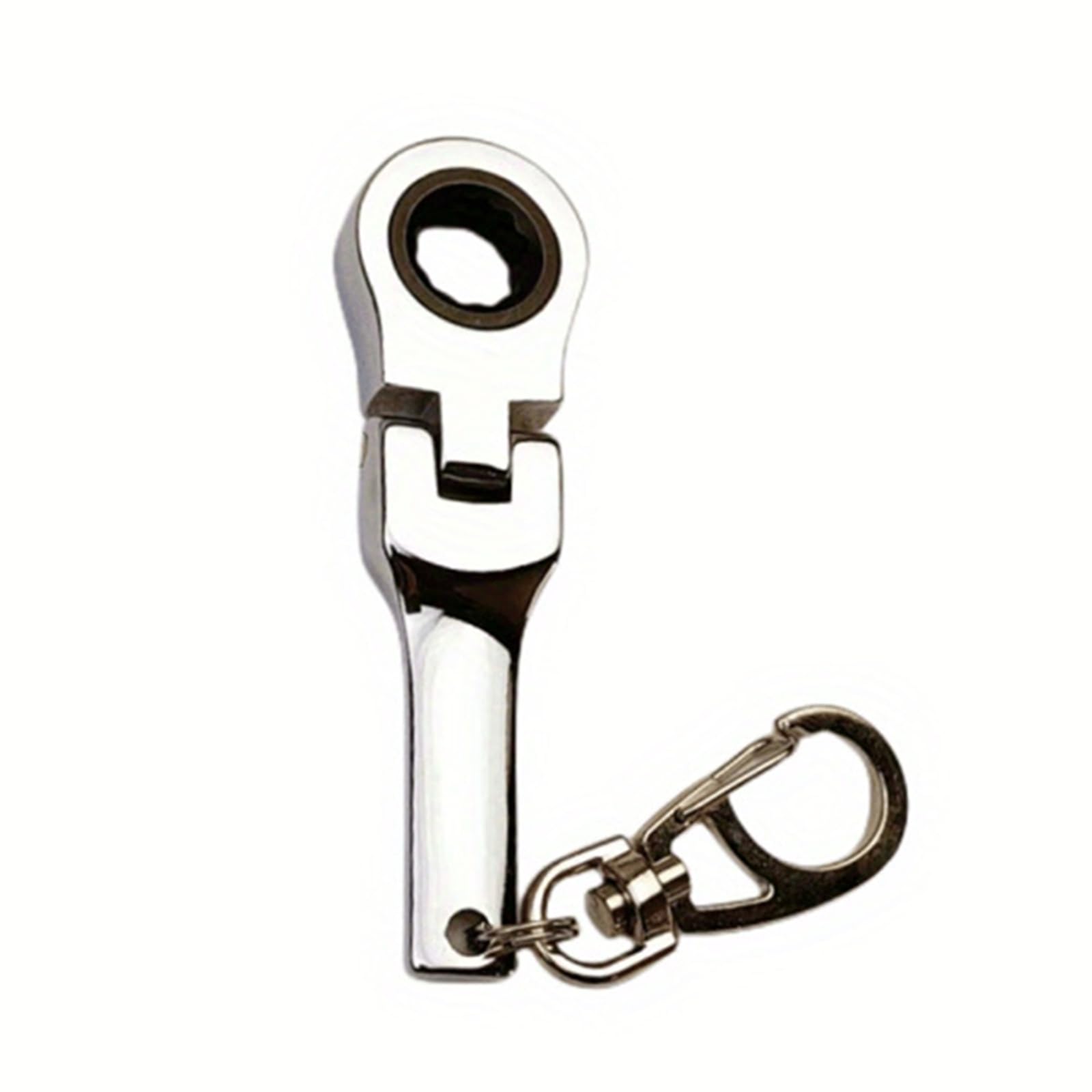 Michear 10mm Ratchet Spanner 180°Flex-Head Keyring Combination 10mm Spanner Portable Ratchet Ring Wrench (Silve)