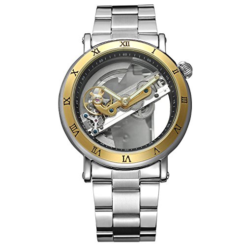 Forsining Reloj de pulsera de acero inoxidable con esfera analógica y movimiento automático para hombre. - Imagen 3