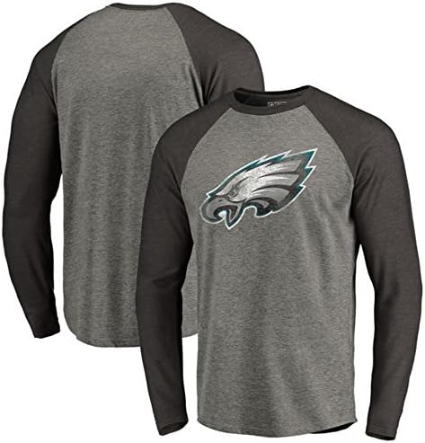 Fanatics Branded Philadelphia Eagles Team Raglan Tri-Blend Long Sleeve T-Shirt โ Heathered Gray/Heathered Black (Large)
