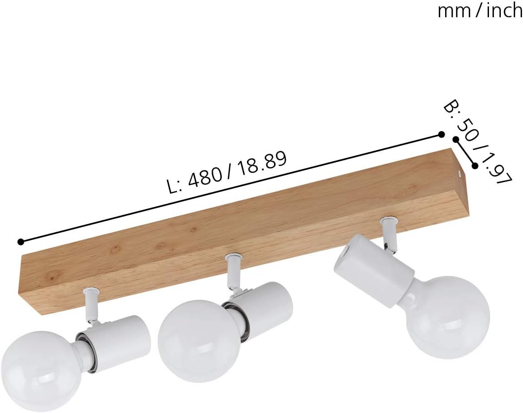 Eglo Townshend 3 Spot Light 3-Light Ceiling Light Brown, White - Image 5