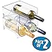 mDesign Stackable Plastic 2 Bottle Refrigerator Wine Rack - Kitchen Storage Organizer Holder for Storing Champagne, Wine, and Water Bottles - Stacking Wine Bottle Organizer for Fridge - 2 Pack - Clear