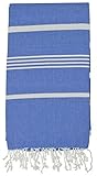 Turkish Peshtemal Pestemal Towel Thin Camping Bath Sauna Beach Gym Pool Fouta Towels 100% Cotton 70x40 inches Royal Blue (6530)