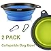 COMSUN 2-Pack Large Size Collapsible Dog Bowl, Food Grade Silicone BPA Free, Foldable Expandable Cup Dish for Pet Cat Food Water Feeding Portable Travel Bowl Blue and Green Free Carabiner