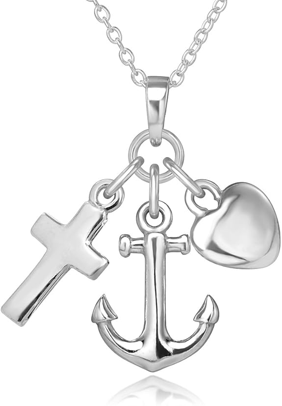 925 Sterling Silver Faith Hope Love Cross Anchor Heart